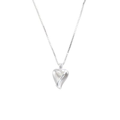 sterling silver angled heart cremation pendant necklace